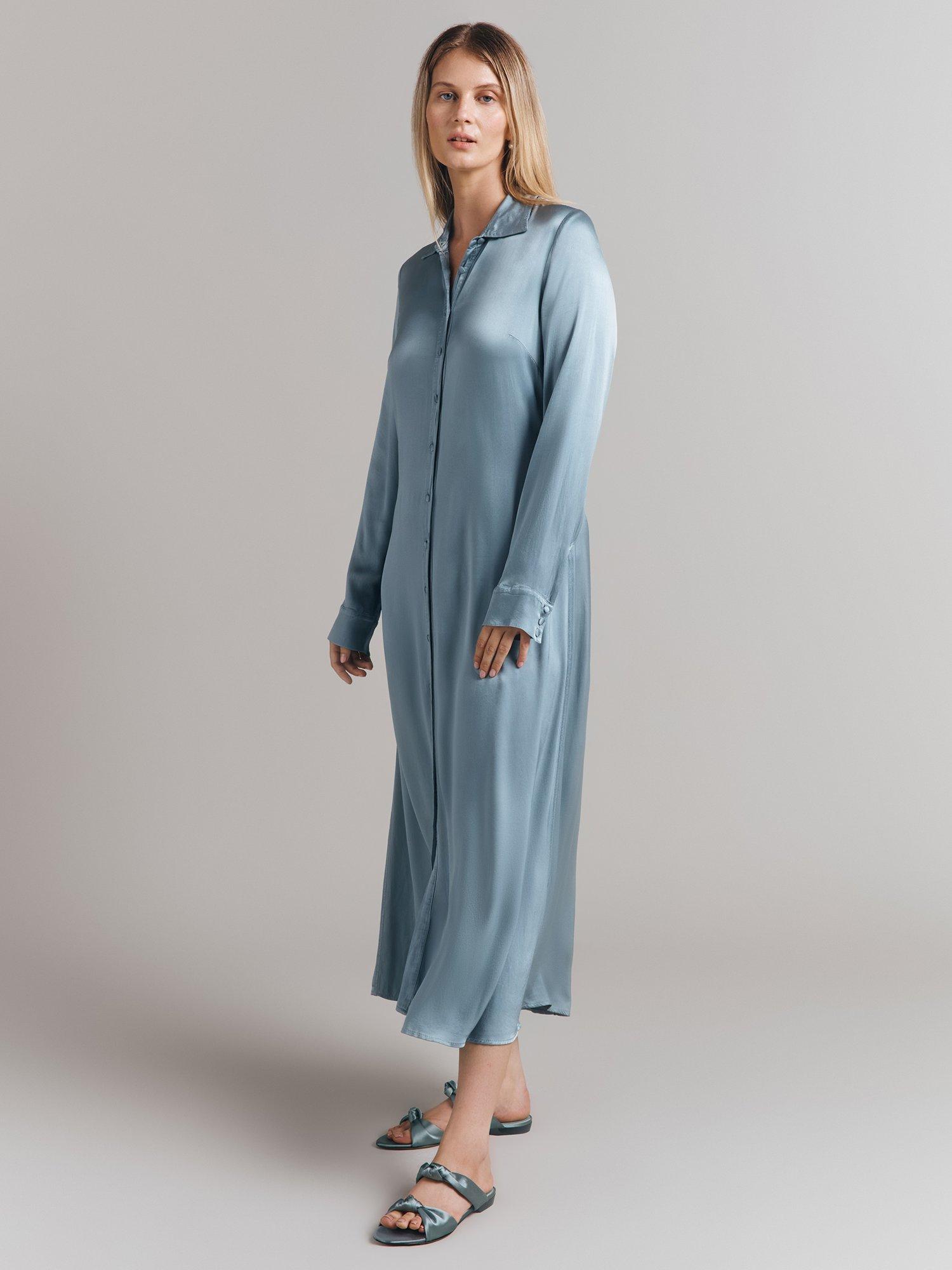 Product image 1 of 5, which shows Ghost Thea Shirt Dress, Slate Blue, XS