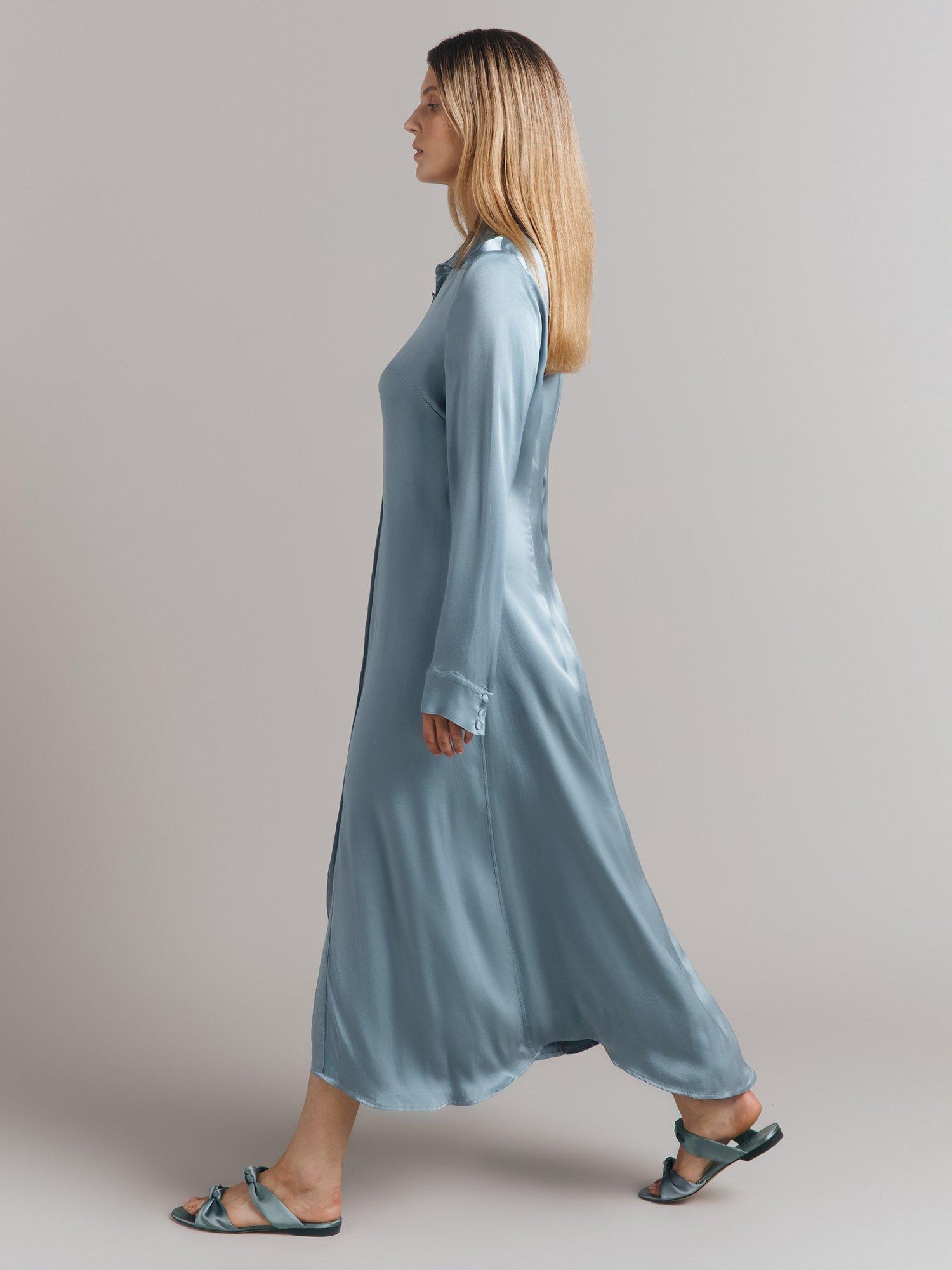 Product image 2 of 5, which shows Ghost Thea Shirt Dress, Slate Blue, XS