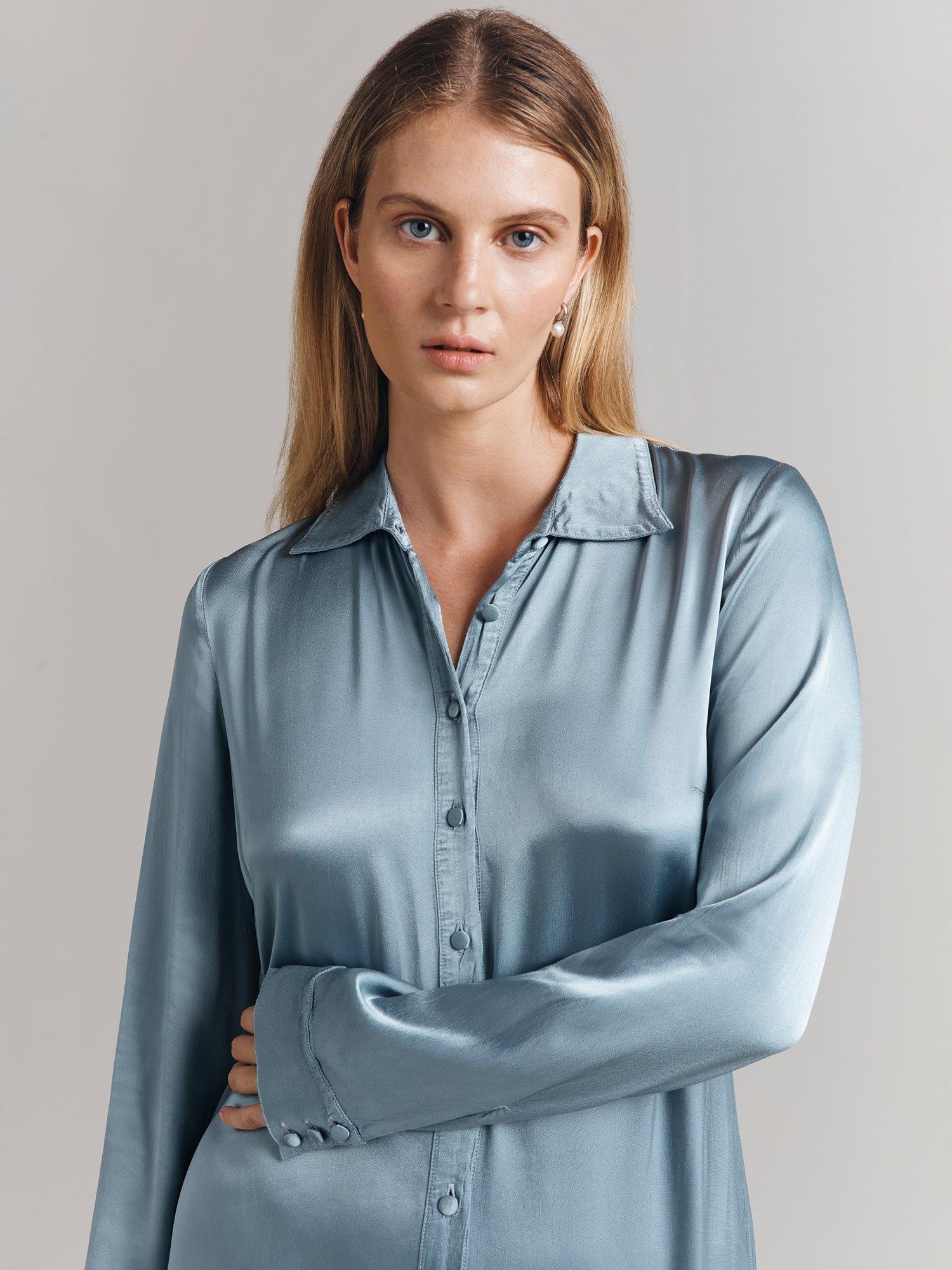 Product image 4 of 5, which shows Ghost Thea Shirt Dress, Slate Blue, XS