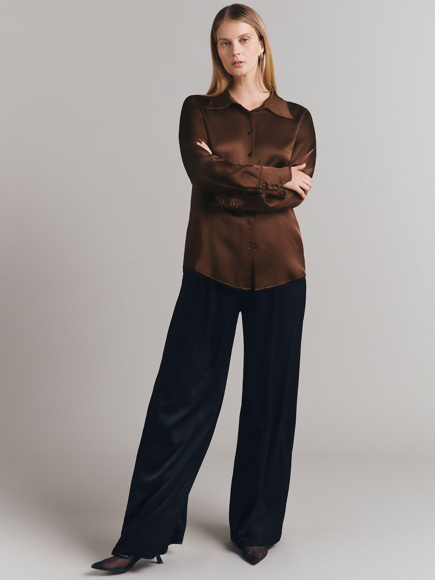 Ghost Asya Satin Shirt, Dark Brown