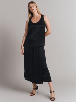 Ghost Aleya Faux Wrap Satin Midi Skirt, Black