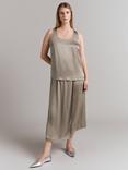 Ghost Aleya Faux Wrap Satin Midi Skirt, Pale Slate