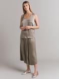 Ghost Aleya Faux Wrap Satin Midi Skirt, Pale Slate