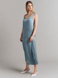Ghost Aleya Faux Wrap Satin Midi Skirt, Slate Blue