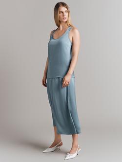 Ghost Aleya Faux Wrap Satin Midi Skirt - view 2, Slate Blue