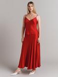 Ghost Diana Satin Bias Cut Maxi Skirt, Red