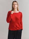 Ghost Alix Long Sleeve Satin Top, Red