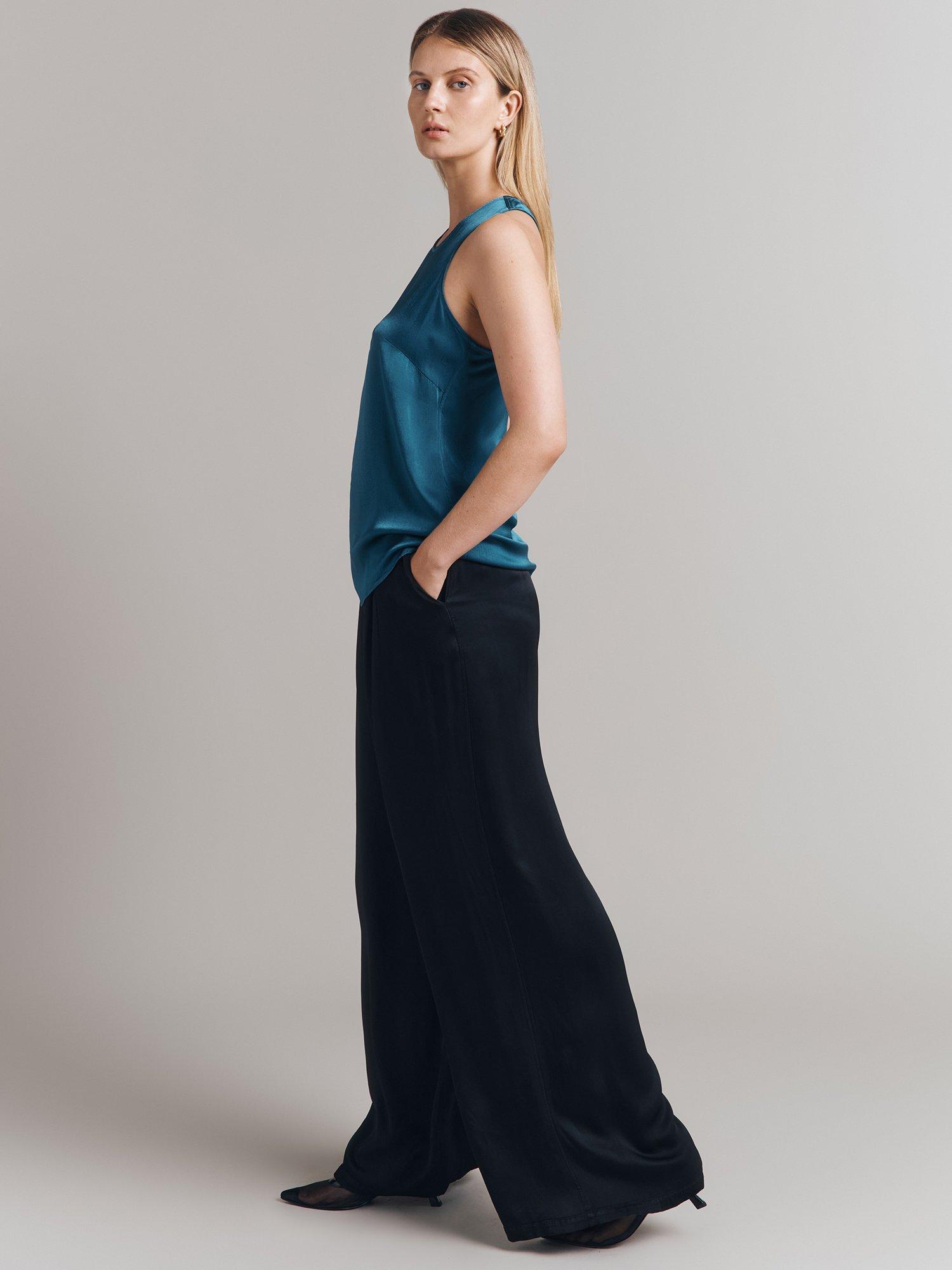 Product image 2 of 4, which shows Ghost Kate Sleeveless Satin Top, Teal, XS