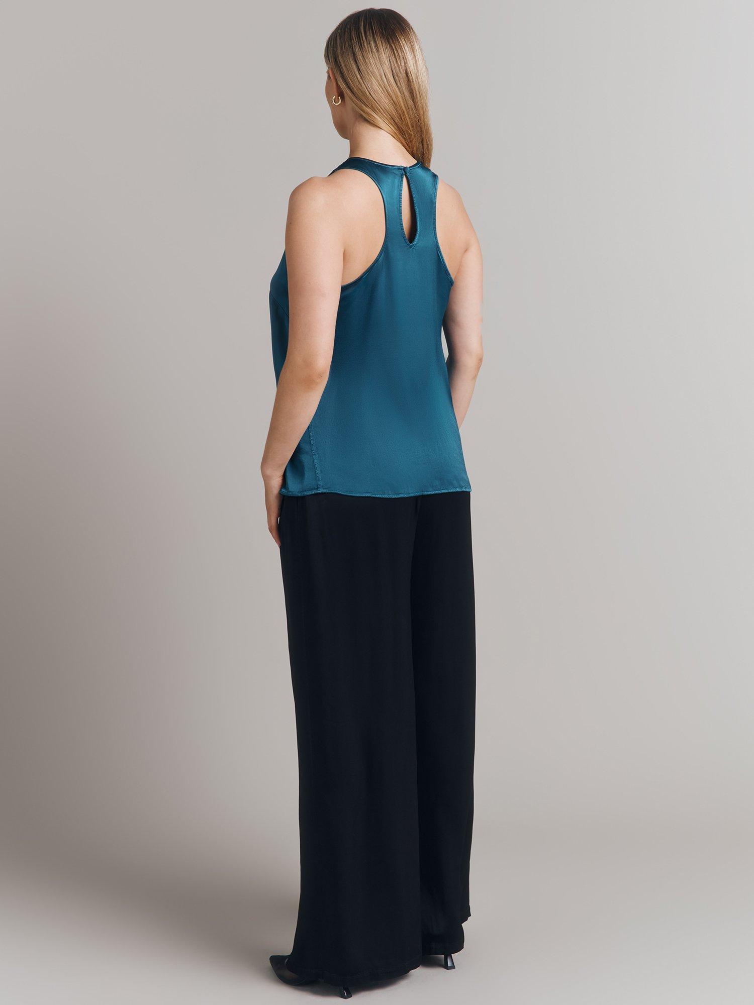Product image 4 of 4, which shows Ghost Kate Sleeveless Satin Top, Teal, XS