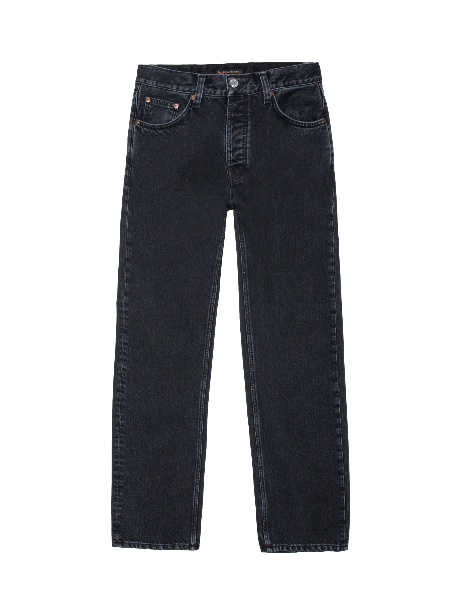 Product image 1 of 4, which shows Nudie Jeans Rad Rufus Straight Leg Jeans, Black Vintage, 30R