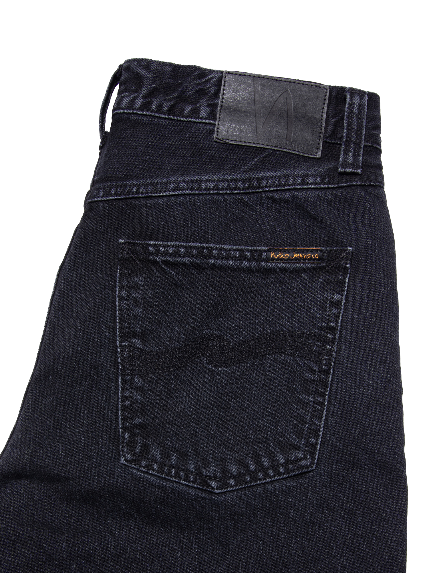Product image 2 of 4, which shows Nudie Jeans Rad Rufus Straight Leg Jeans, Black Vintage, 30R