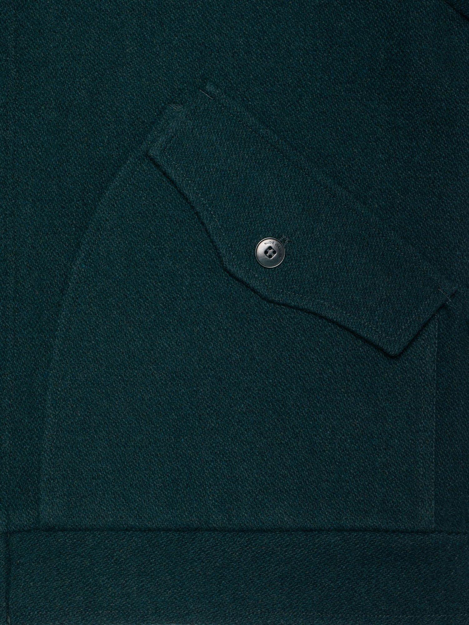 Product image 3 of 6, which shows Nudie Jeans Blake Wool Jacket, Racing Green, S