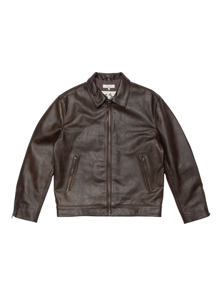 Nudie Jeans Eddy Rider Leather Jacket, Dark Brown