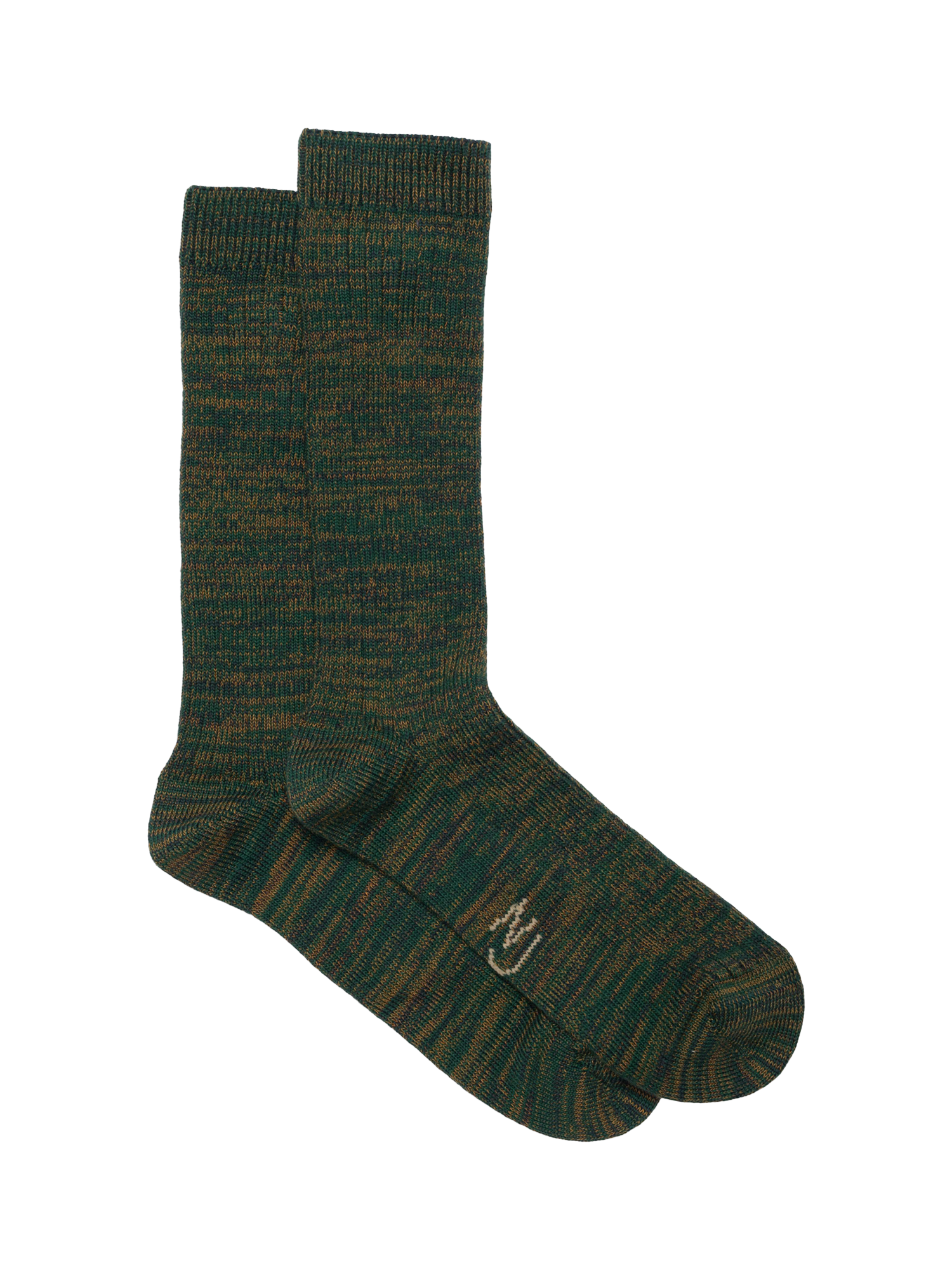 Nudie Jeans Rasmusson Rib Socks, Green Melange, One Size