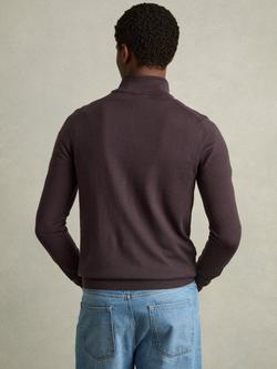 Reiss Blackhall Wool Zip Jumper - view 2, Dark Bordeaux