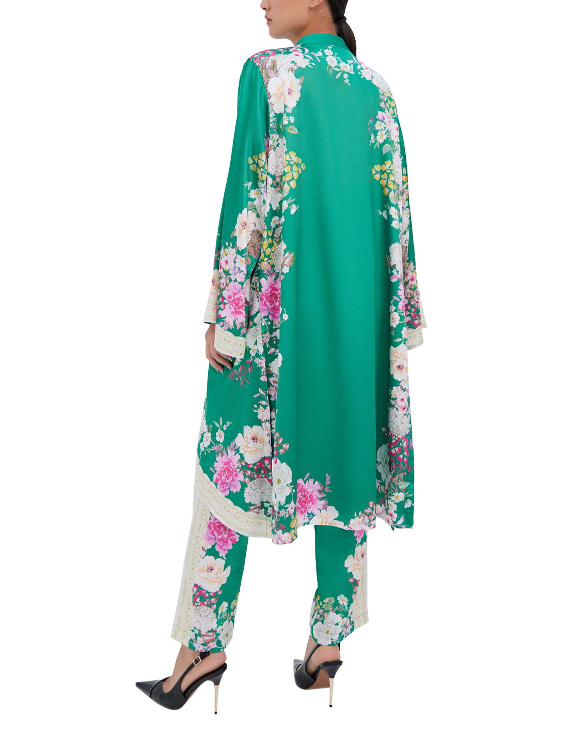 Product image 3 of 3, which shows Raishma Amora Floral Kimono, Green, 8