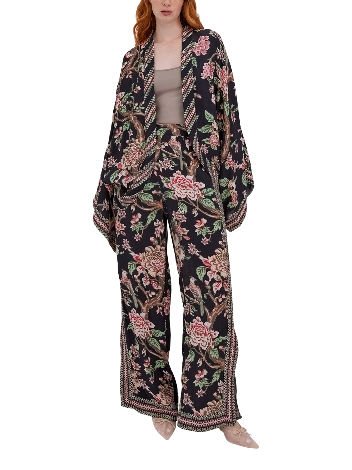 Product image 1 of 3, which shows Raishma Hallie Floral Kimono, Black, 10