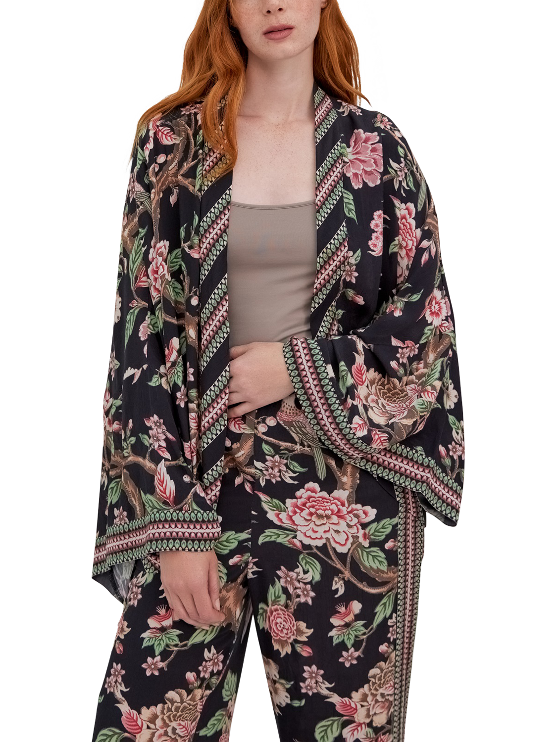 Product image 2 of 3, which shows Raishma Hallie Floral Kimono, Black, 10