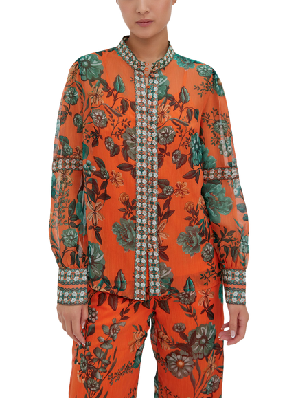 Raishma Aspen Floral Shirt, Orange, Orange