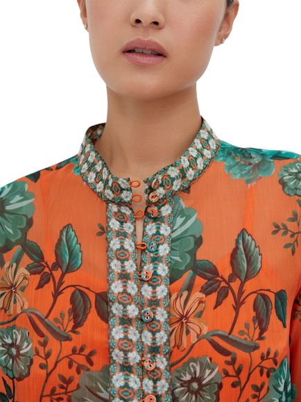 Raishma Aspen Floral Shirt, Orange - view 2, Orange