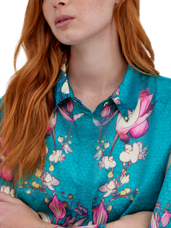 Raishma Lauren Floral Satin Shirt - view 2, Blue