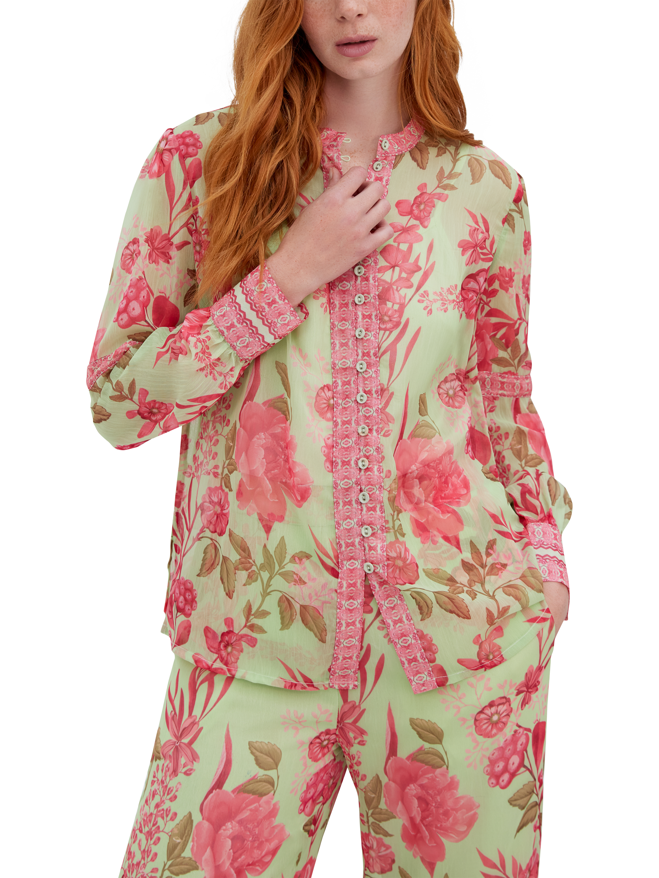 Product image 1 of 3, which shows Raishma Aspen Floral Shirt, Green, 8