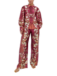Raishma Lauren Floral Satin Shirt, Burgundy