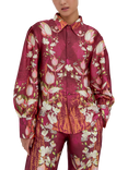 Raishma Lauren Floral Satin Shirt, Burgundy