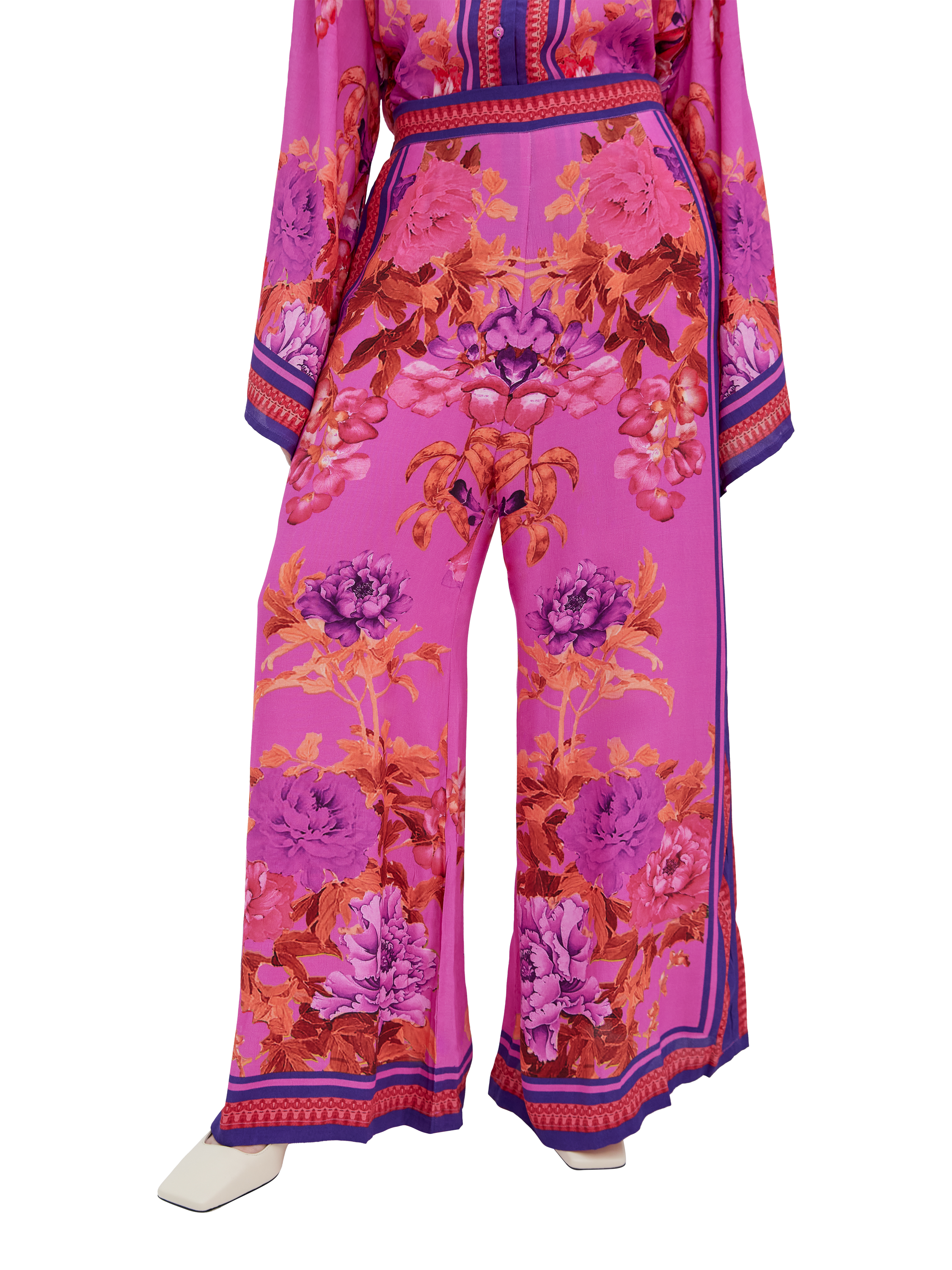 Product image 1 of 3, which shows Raishma Alisa Floral Trousers, Pink, 8