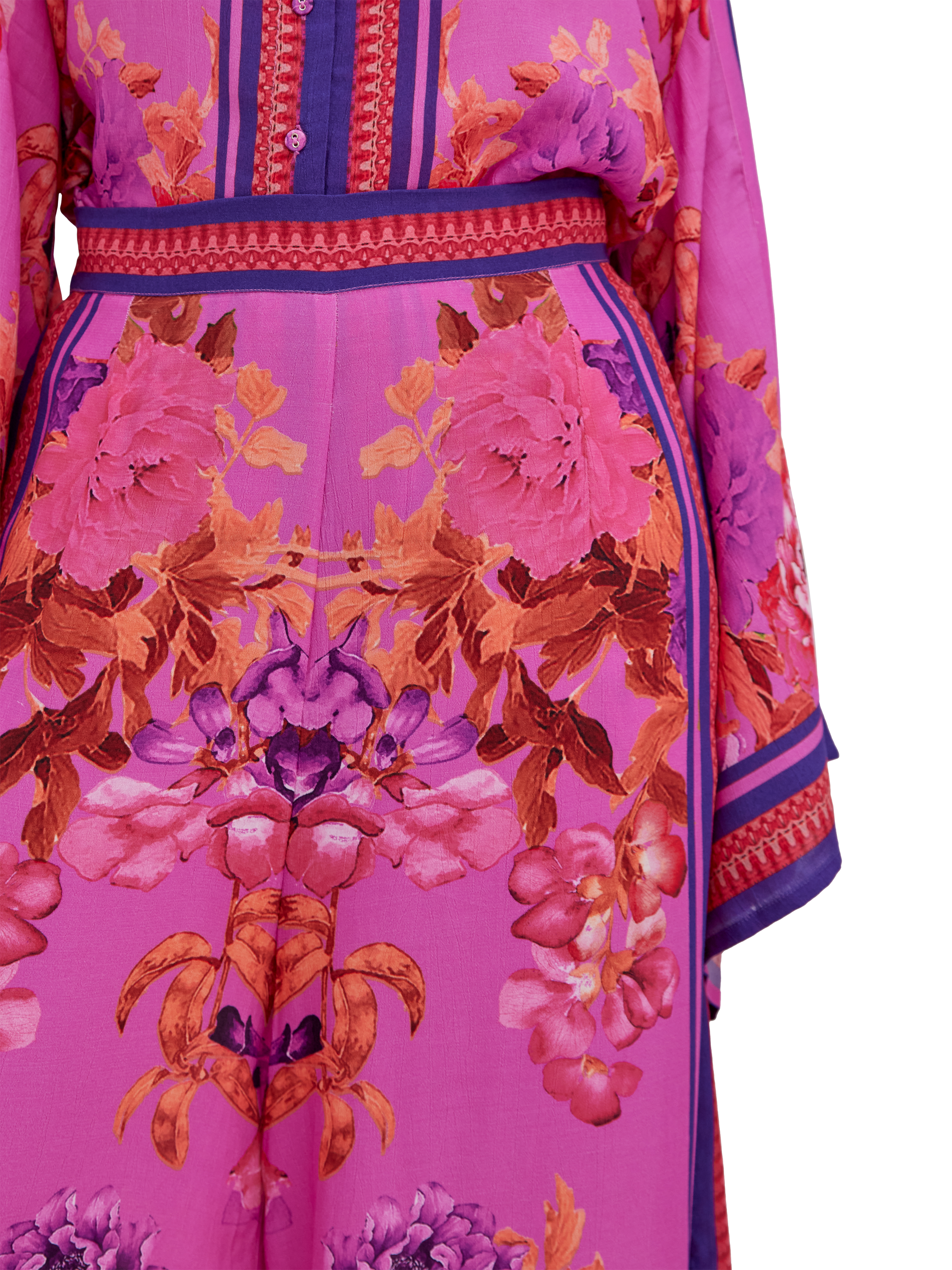 Product image 2 of 3, which shows Raishma Alisa Floral Trousers, Pink, 8