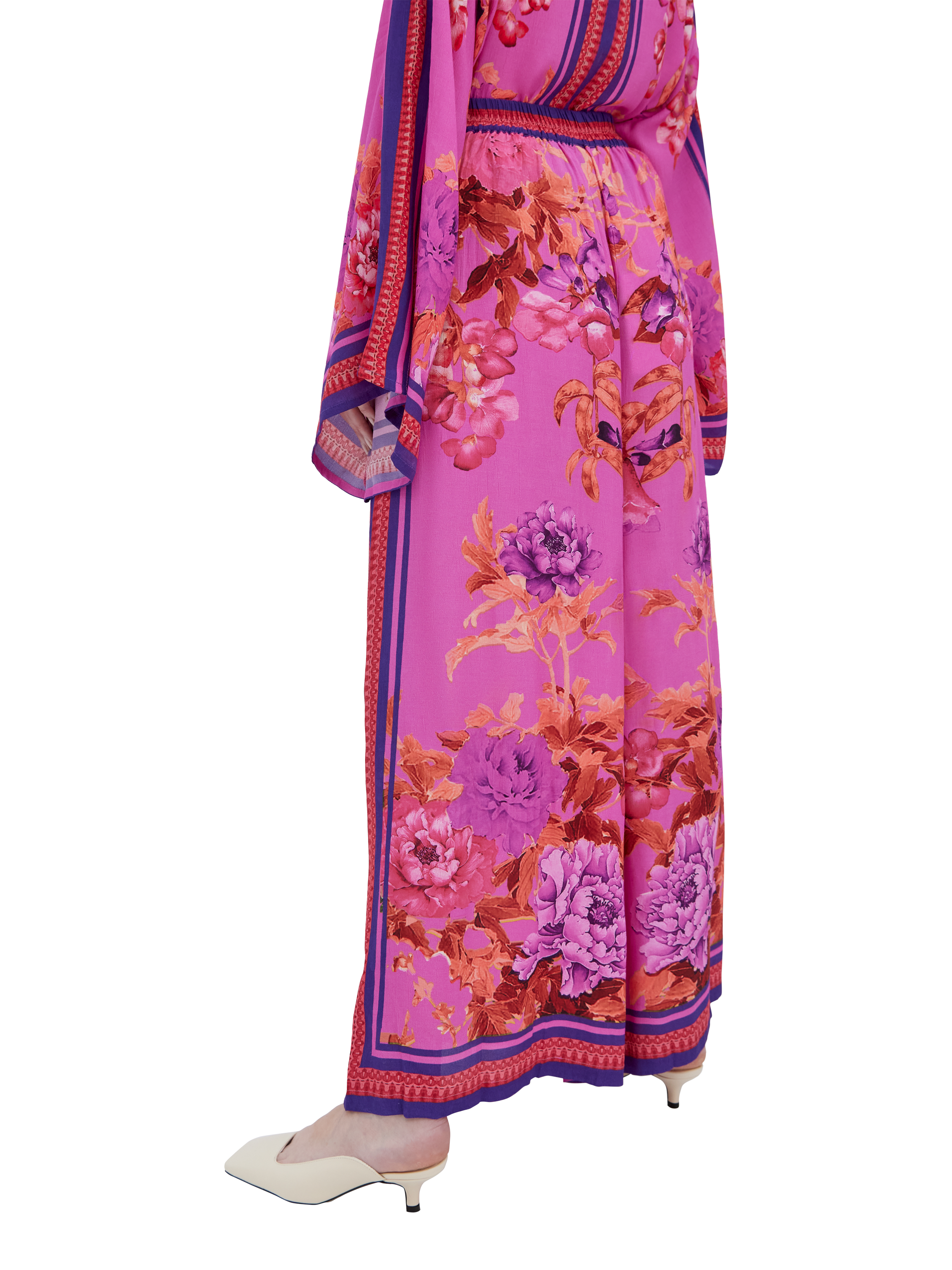 Product image 3 of 3, which shows Raishma Alisa Floral Trousers, Pink, 8