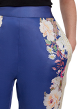 Raishma Amora Satin Floral Straight Leg Trousers, Blue