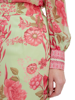 Raishma Aspen Floral Satin Trousers, Green - view 2, Green