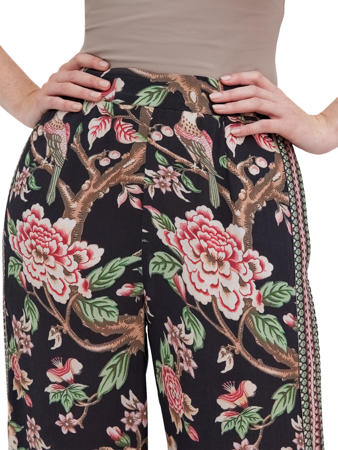Product image 2 of 3, which shows Raishma Hallie Floral Trousers, Black, 10