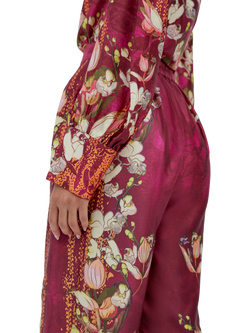 Raishma Lauren Floral Trousers - view 2, Burgundy