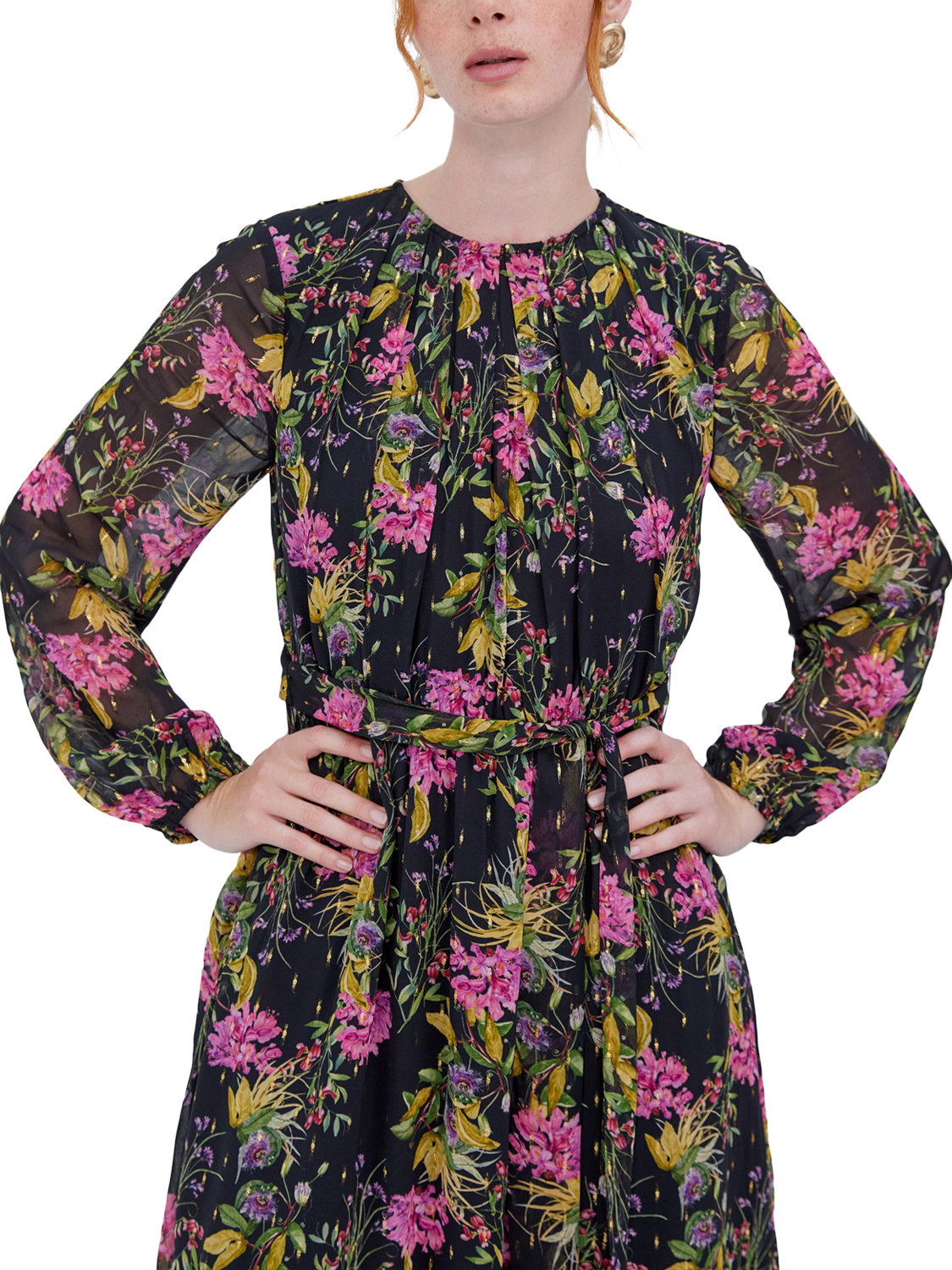 Product image 2 of 3, which shows Raishma Annalise Floral Dress, Black, 8