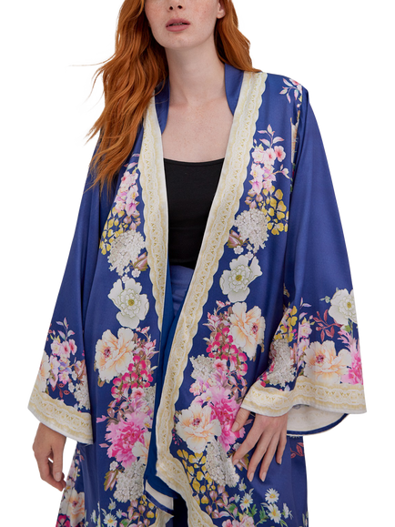 Raishma Amora Floral Kimono - view 2, Blue