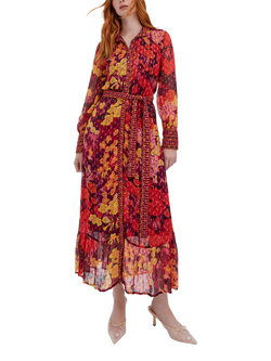 Raishma Olive Floral Dress, Burgundy, Burgundy