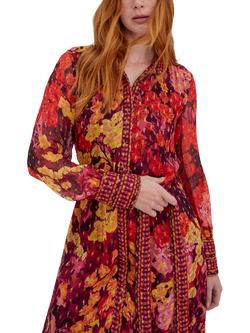 Raishma Olive Floral Dress, Burgundy - view 2, Burgundy