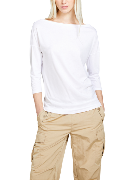 SISLEY Boat Neck Top, White, White