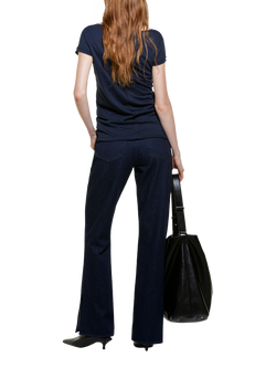 SISLEY Cotton Blend V-Neck T-Shirt - view 2, Navy