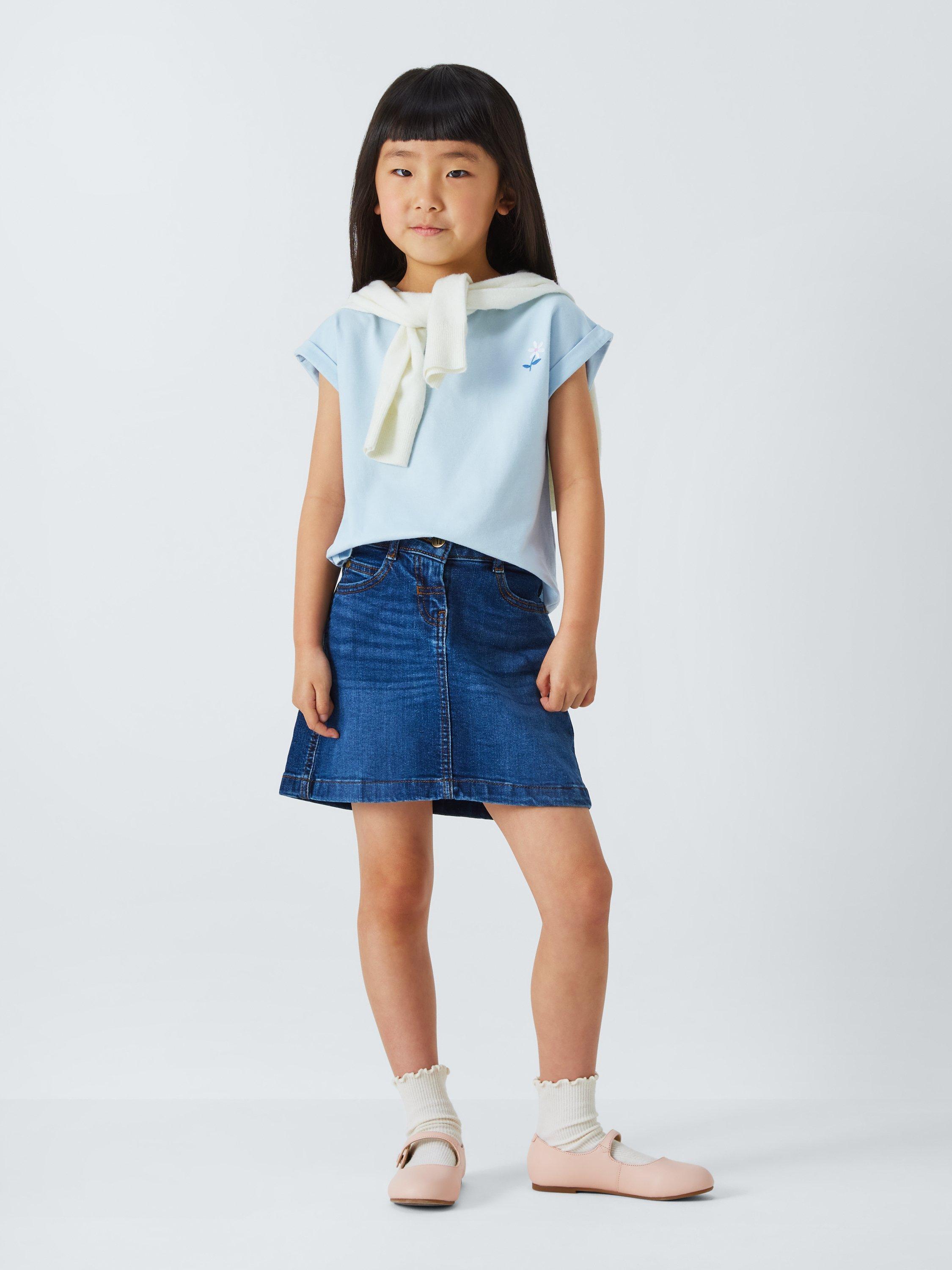 Product image 5 of 7, which shows John Lewis Kids' Floral/Plain/Flower T-Shirts, Pack of 3, Blue Pink Mix, 2 years