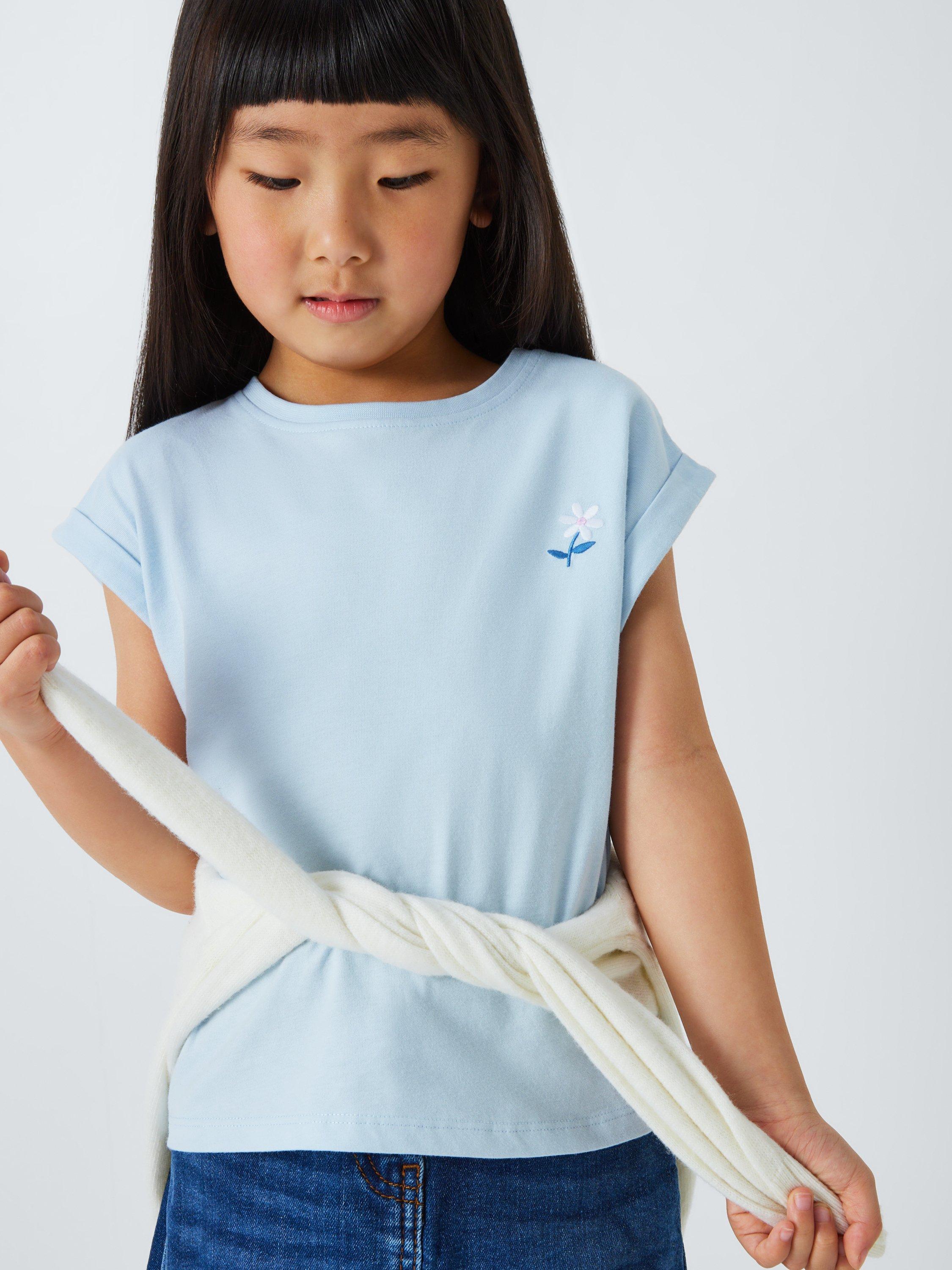 Product image 6 of 7, which shows John Lewis Kids' Floral/Plain/Flower T-Shirts, Pack of 3, Blue Pink Mix, 2 years