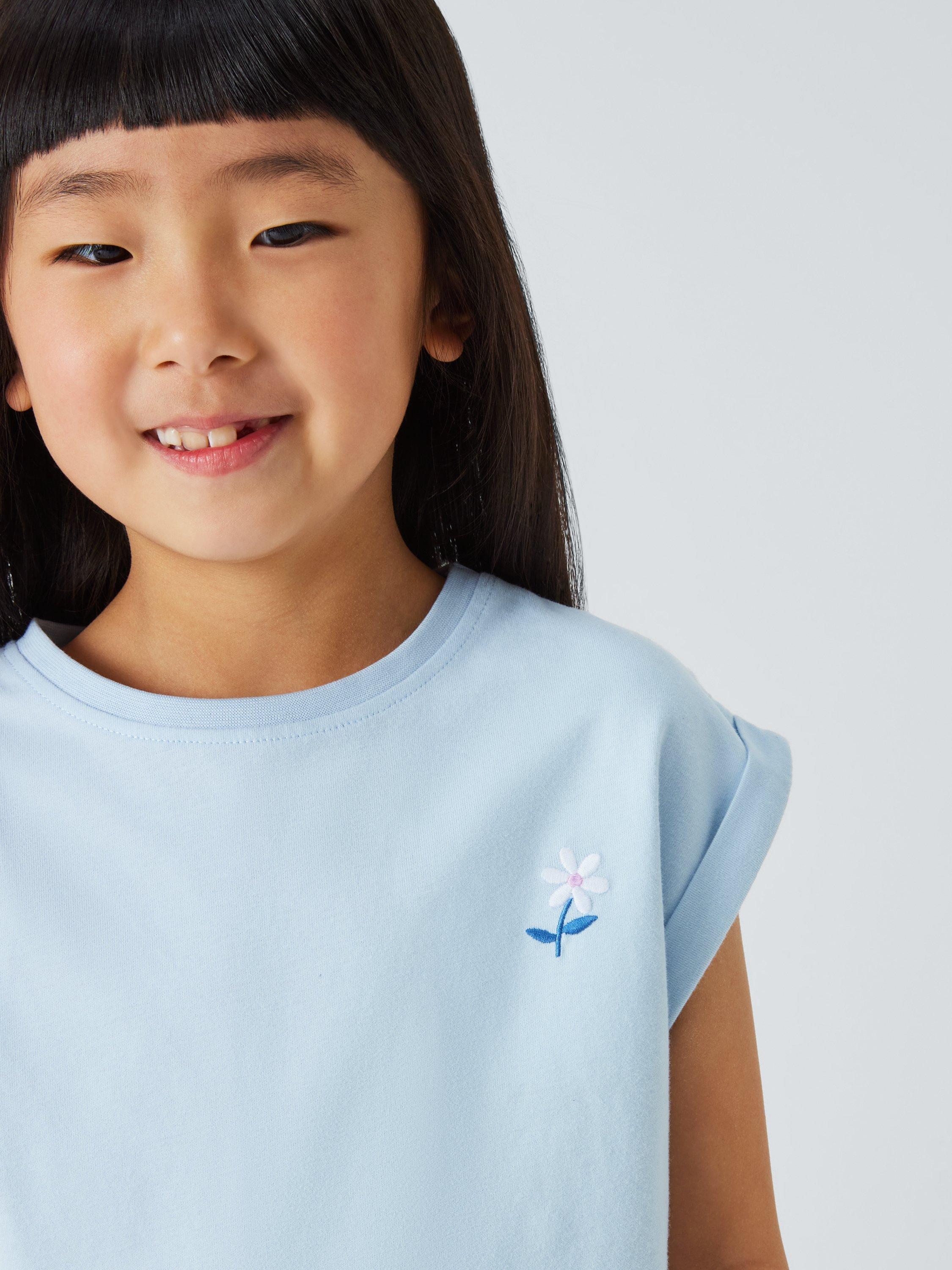 Product image 7 of 7, which shows John Lewis Kids' Floral/Plain/Flower T-Shirts, Pack of 3, Blue Pink Mix, 2 years