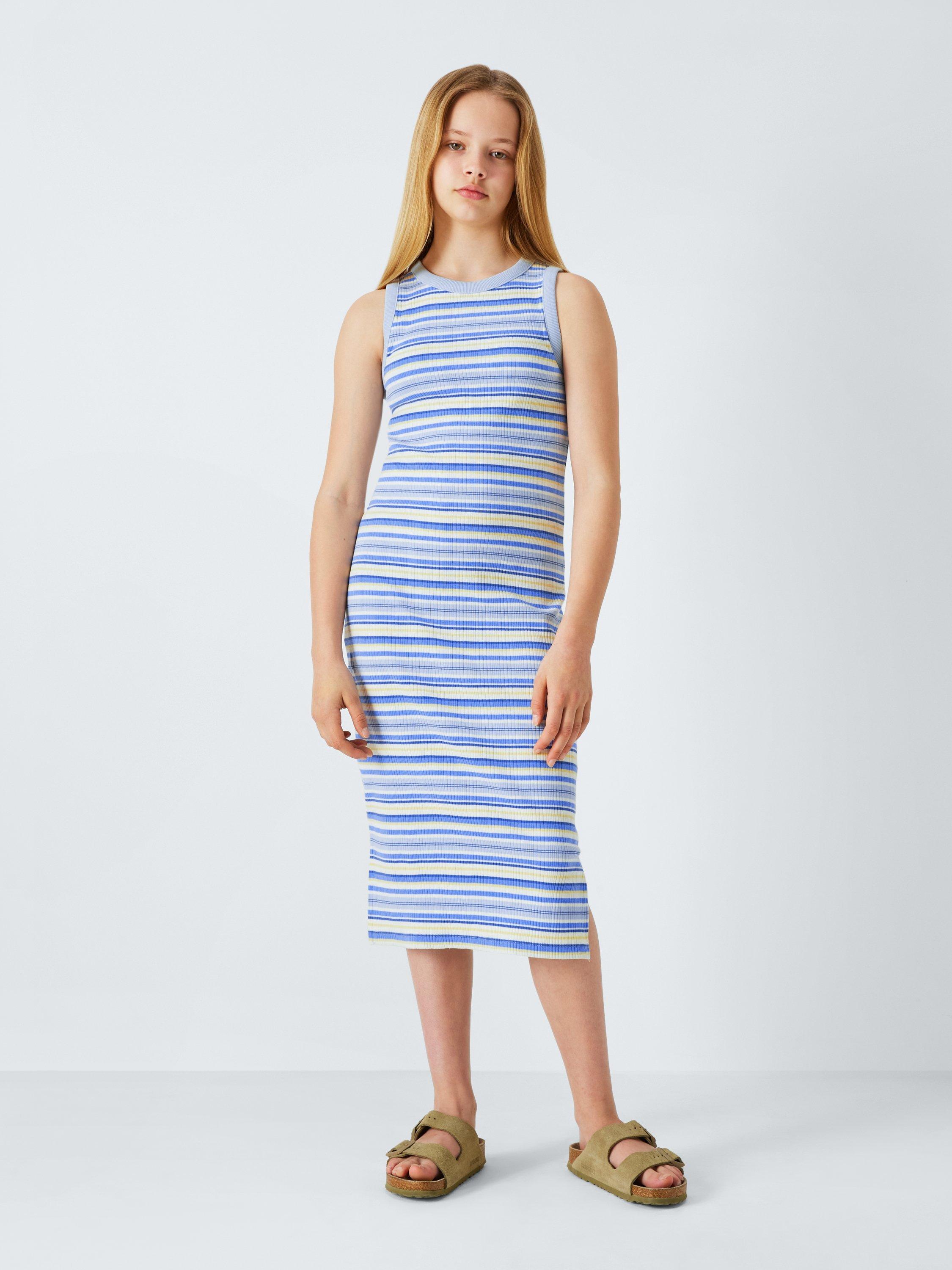 Product image 1 of 7, which shows John Lewis Kids' Stripe Bodycon Dress, Multi, 9 years
