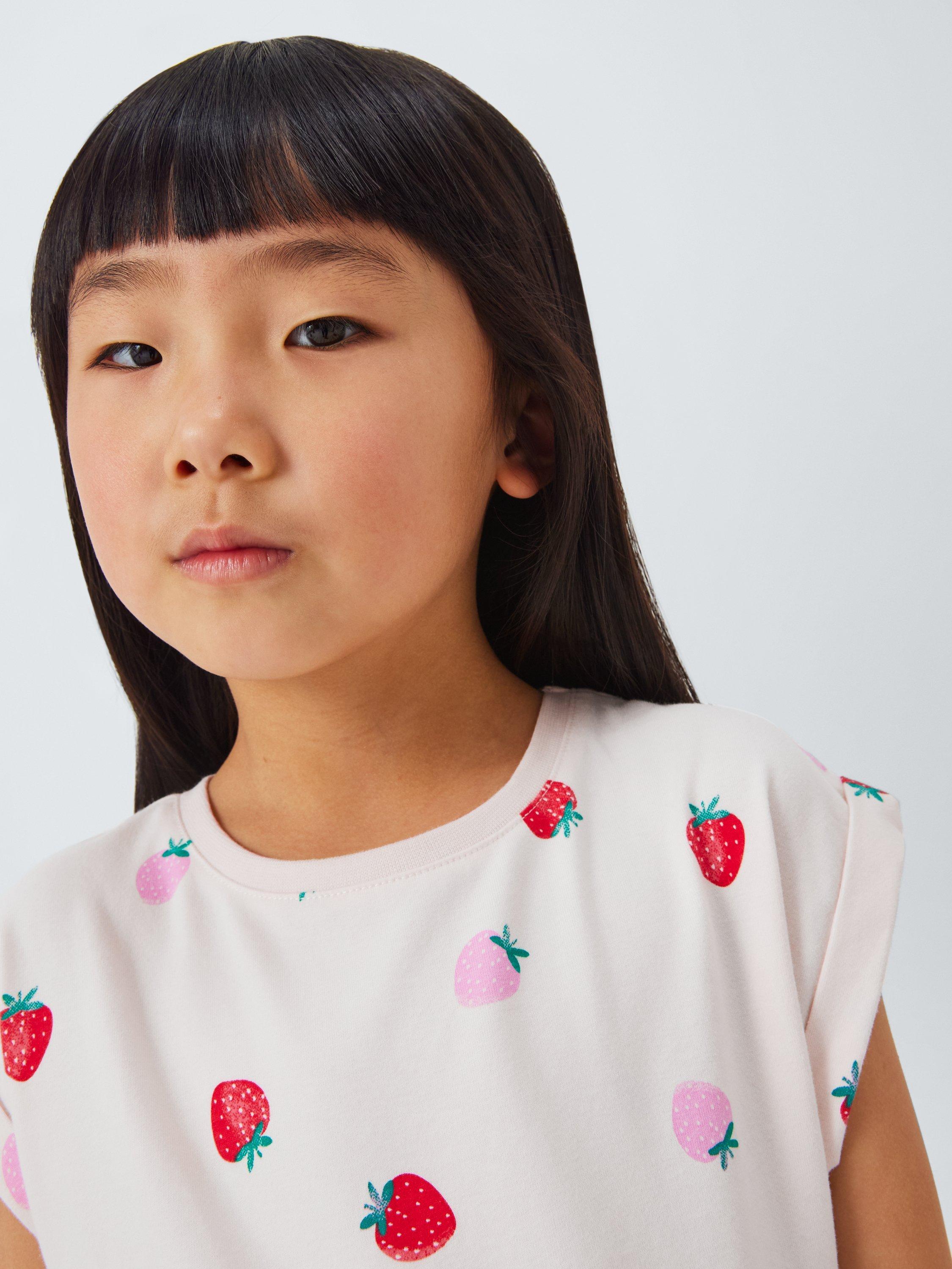 Product image 4 of 7, which shows John Lewis Kids' Strawberry Print Jersey Dress, White Mix, 2 years