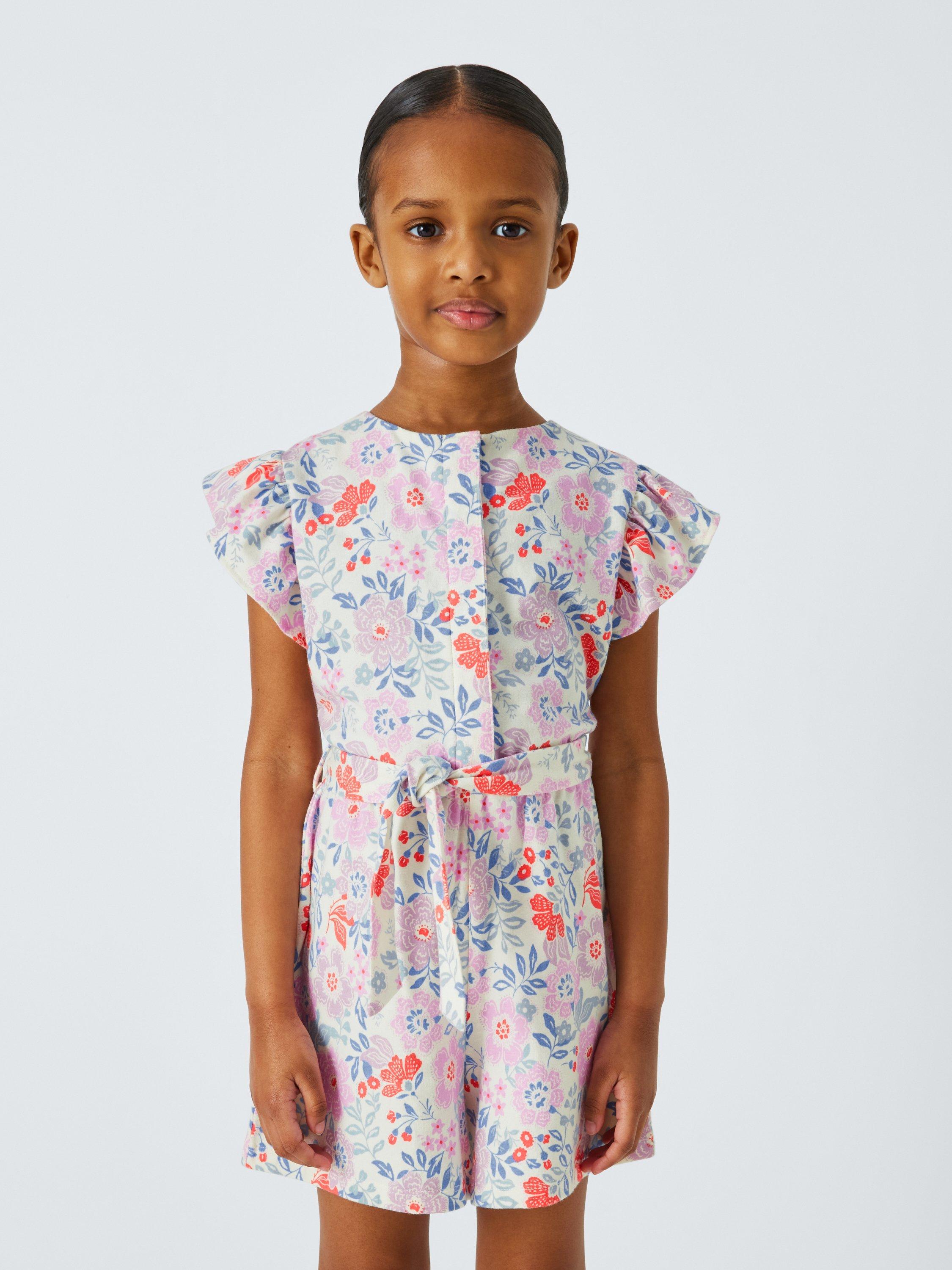 Product image 1 of 7, which shows John Lewis Kids' Floral Belted Playsuit, Multi, 2 years