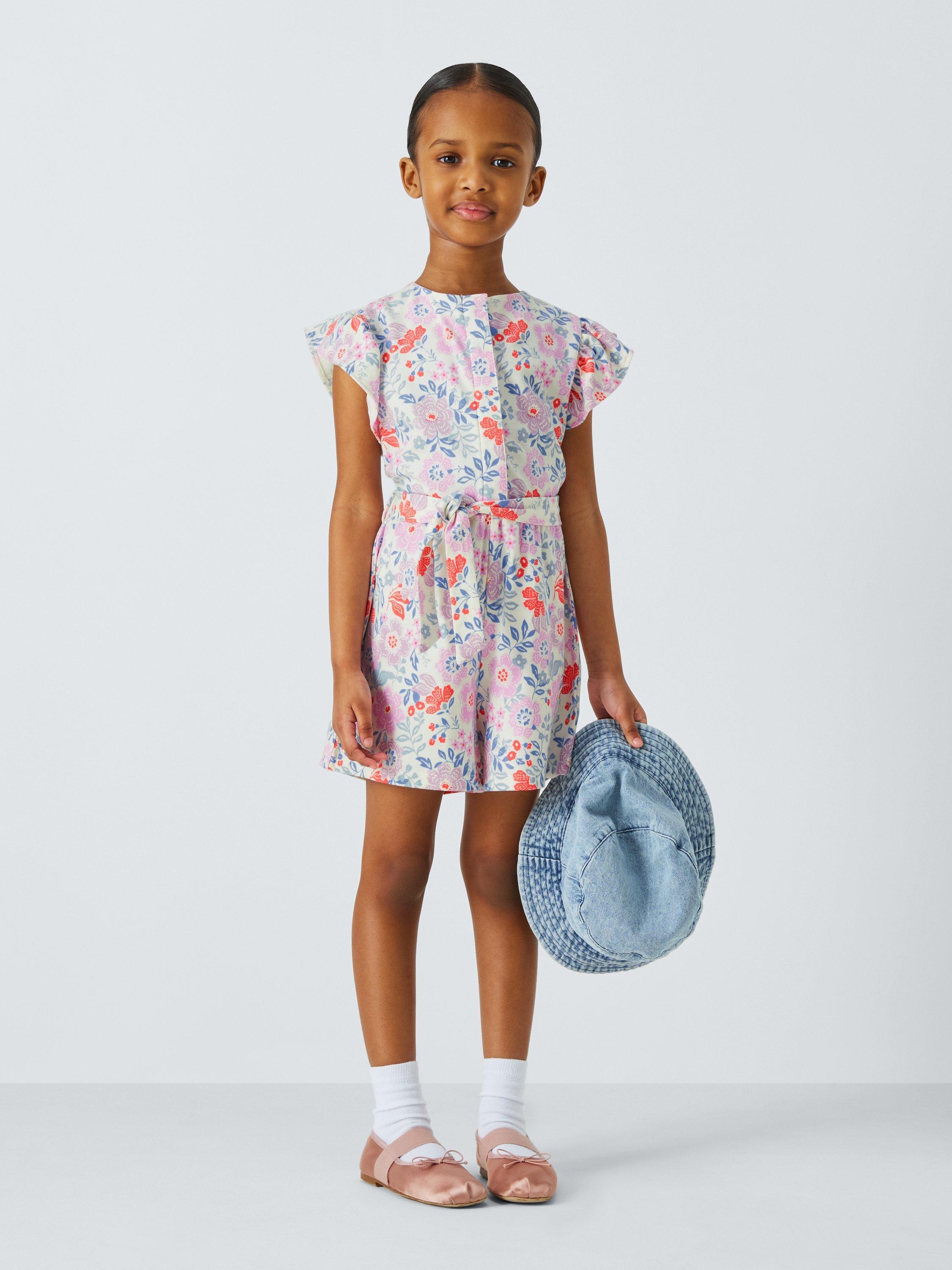 Product image 2 of 7, which shows John Lewis Kids' Floral Belted Playsuit, Multi, 2 years