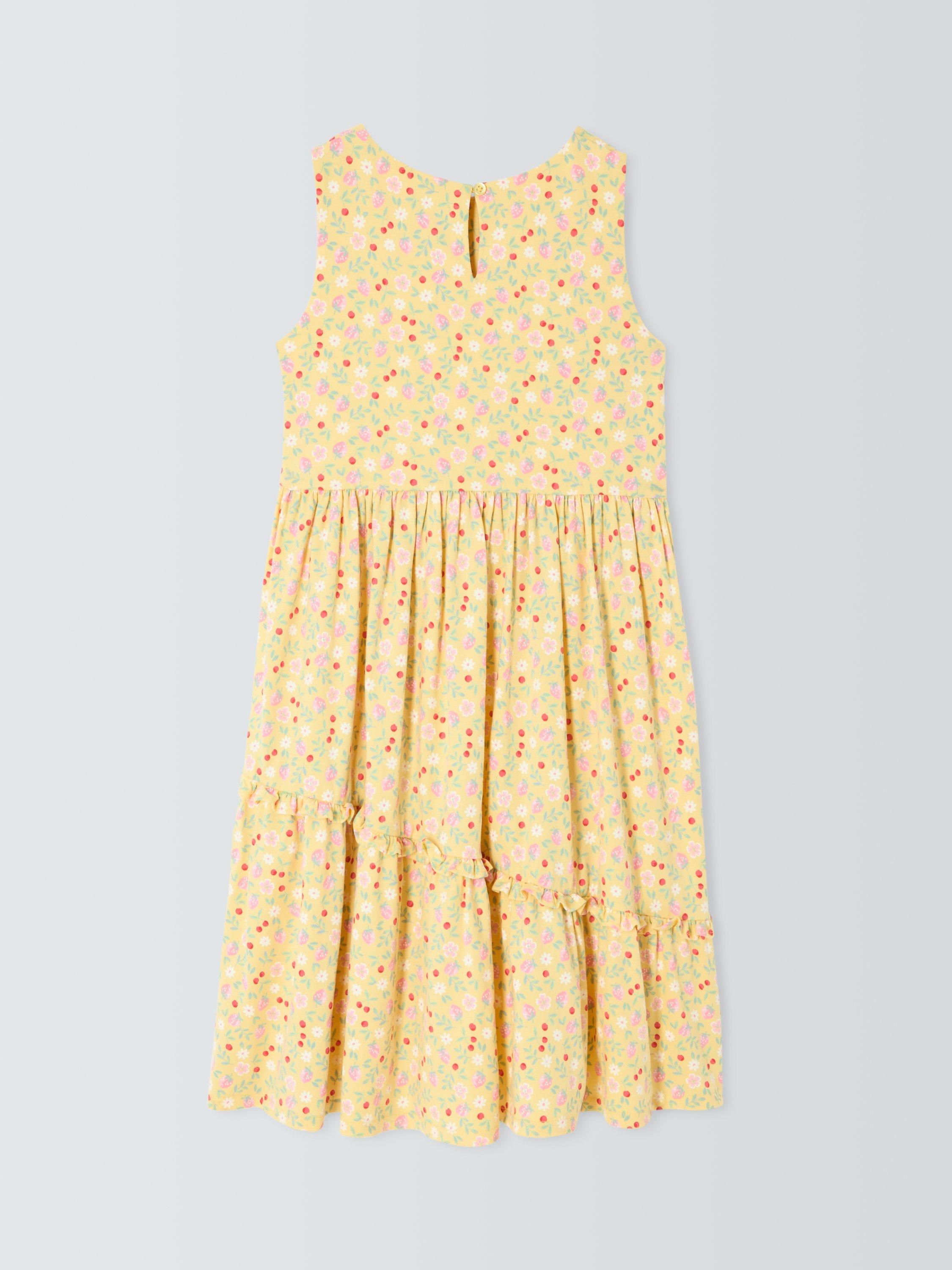 Product image 7 of 7, which shows John Lewis Floral Asymmetric Tiered Dress, Yellow, 2 years