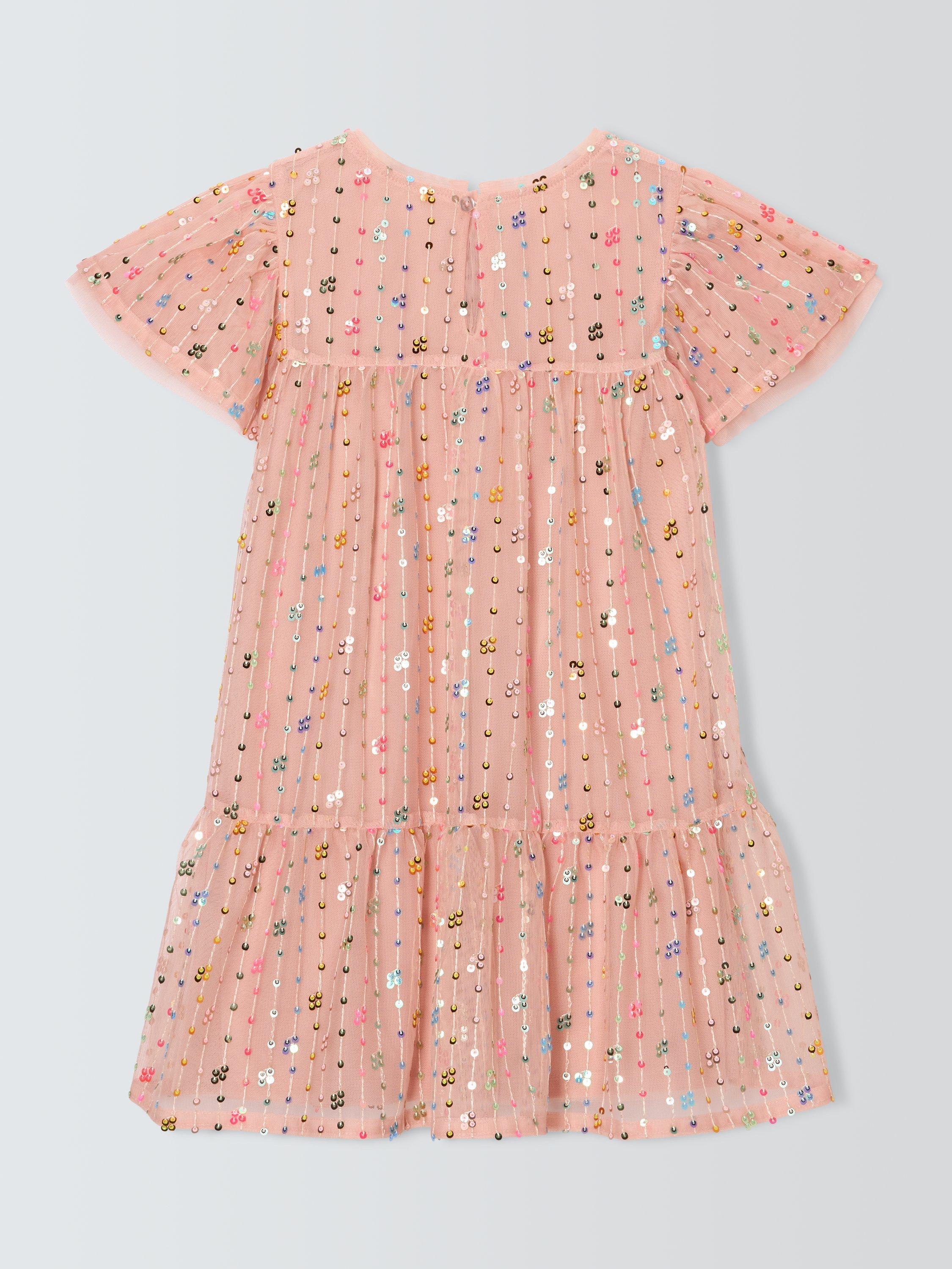 Product image 4 of 7, which shows John Lewis Kids' Sequin Mesh Party Dress, Pink Pale, 2 years